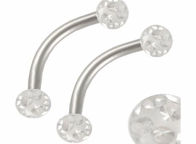 bodyjewelry 16g 16 gauge 1.2mm 5/16 8mm steel eyebrow lip bars ear tragus rings curve barbell bulk straight Clear crystal Ferido balls AHWG Body Piercing Jewellery 2pcs