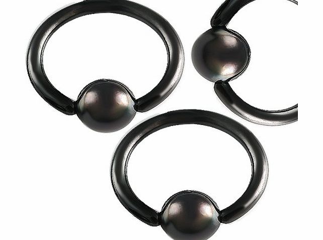 3Pcs 16g 16 gauge 1.2mm 5/16 8mm black Anodized Steel eyebrow lip bars ear tragus rings ball closure bcr captive bead AINF Pierced Body Jewellery