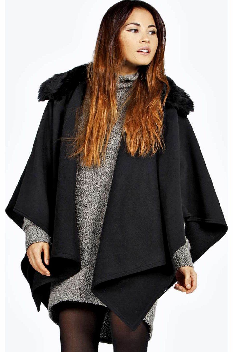 Abbey Cape With Detachable Collar - black azz17782