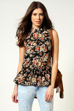 Amelia All Over Floral Peplum Blouse Female