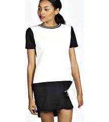 Angie Colour Block Rib Shift Dress - black