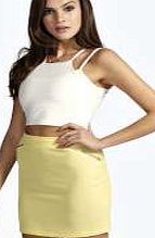 boohoo Angled Zip Woven Mini Skirt - yellow azz04891