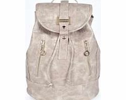 boohoo Ashley Zip Side Mock Croc Rucksack - nude azz23123