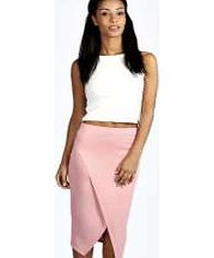 boohoo Asymmetric Hem Midi Skirt - pink azz11749