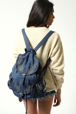 Becca Circle Stud Denim Rucksack Female