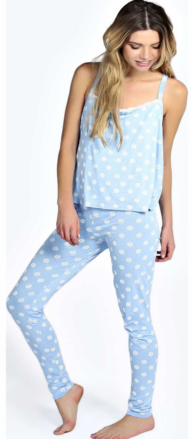 Beth Snowflake Cami  Printed Legging PJ Set -