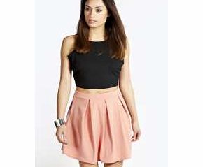 boohoo Box Pleat Scuba Skater Skirt - dusky pink azz12807