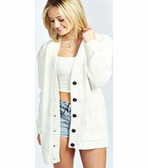 Cable Boyfriend Cardigan - cream azz28652