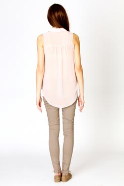 Cassie Sleeveless Chiffon Button Front Blouse