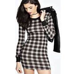 Chloe Brushed Knit Check Bodycon Dress - multi