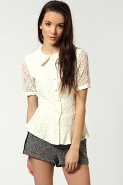 Claudia All Over Lace Peplum Blouse Female