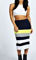 boohoo Colour Block Midi Skirt - multi azz29876