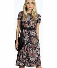 Darcey Printed Midi Skater Dress - multi azz22527