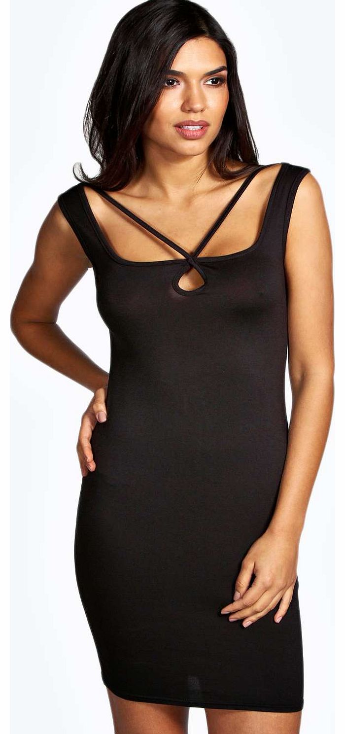 Della Strappy Cross Over Detail Bodycon Dress -