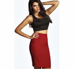 boohoo Double Side Zip Pencil Midi Skirt - berry azz11301