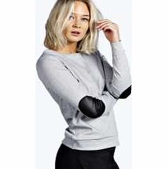 Elbow Patch Sweatshirt - grey marl azz12051