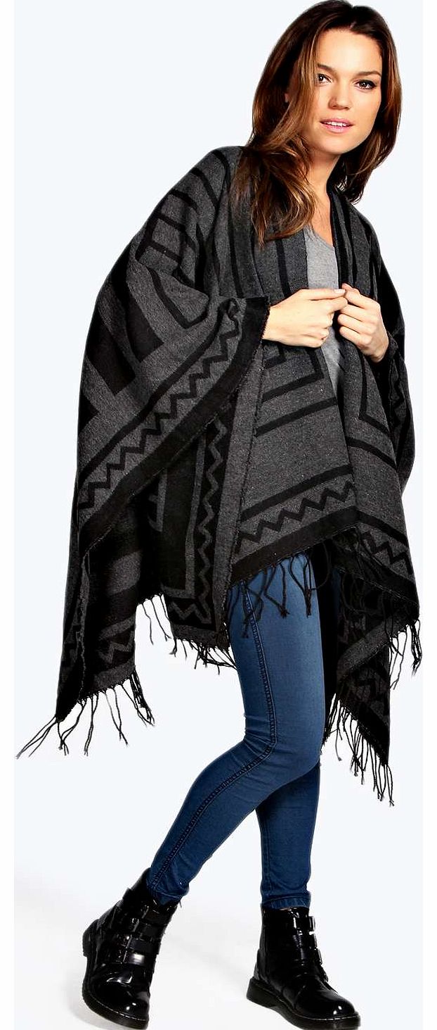 Ella Geo Print Reversible Blanket Cape -