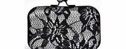 Ella Lace Box Clutch Bag - black azz19364