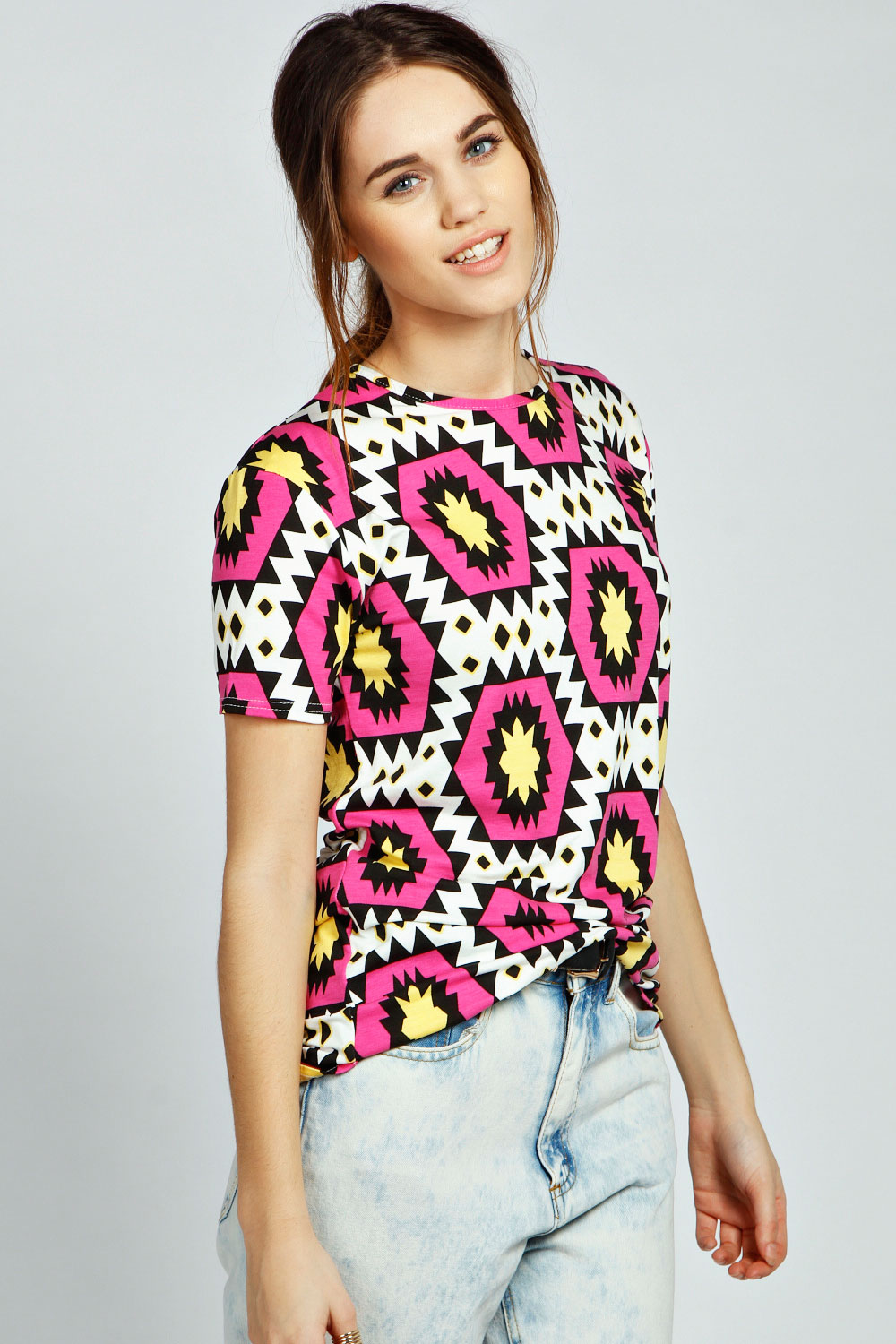 Emily Diamond Print Oversized Tee - multi