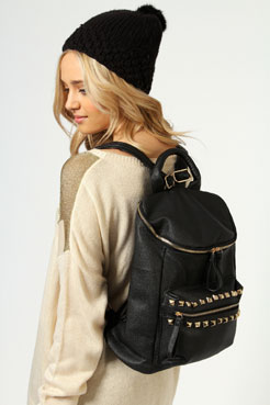 Isabella Exposed Zip And Stud Rucksack Female