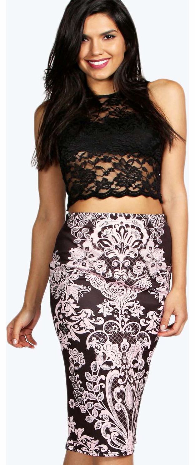 Jennie Paisley Ornate Panel Print Midi Skirt -