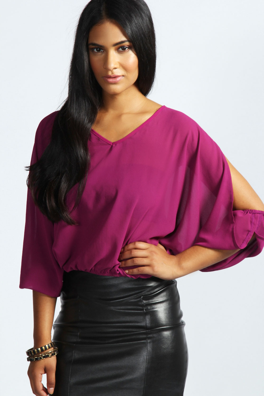 Jessica Split Sleeve Woven Blouse -