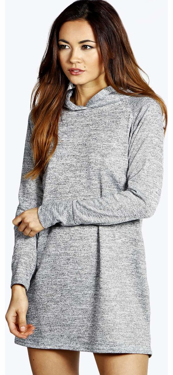 Kali Slouch Hooded Knit Lounge Dress - grey marl