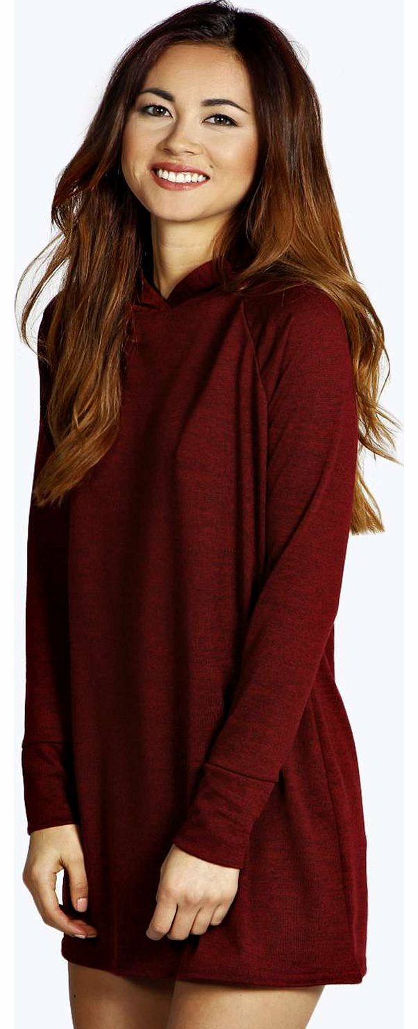 Kali Slouch Hooded Knit Lounge Dress - wine