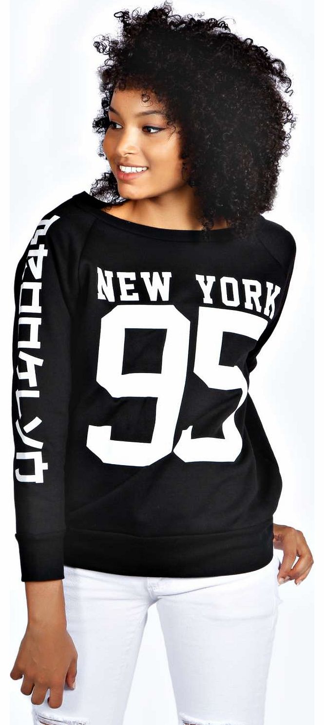 Keira New York Print Sweatshirt - black azz18722