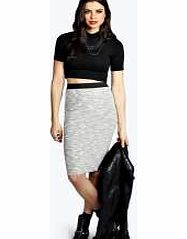 boohoo Knitted Elastic Waistband Midi Skirt - grey