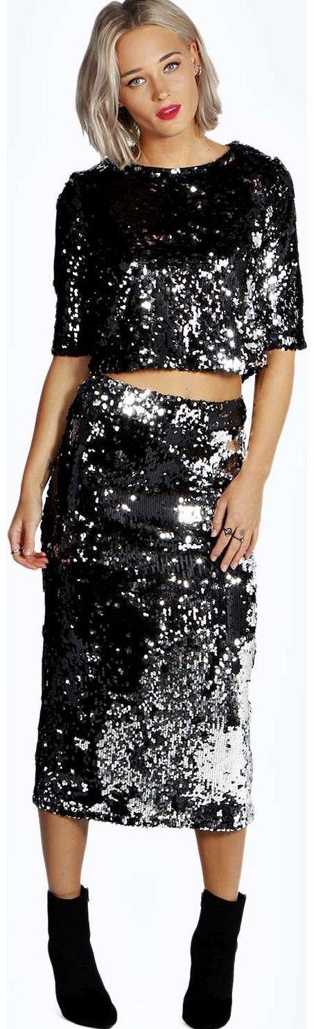 Lana Sequin Midi and Top Co-Ords Set - multi