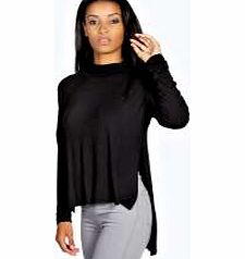 Lara Split Side Long Sleeve Turtle Neck Top -