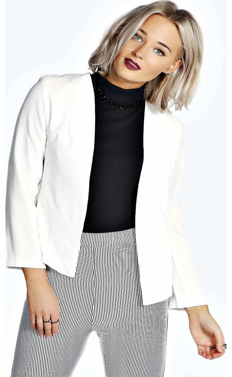 Laura Collarless Tailored Blazer - cream azz19163