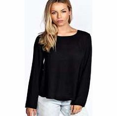 Lexie Split Back Long Sleeve Woven Blouse -