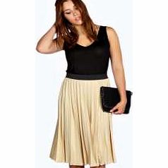 boohoo Lisa Metallic Crinkle Midi Skirt - gold pzz99066