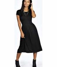 Lola Cap Sleeve Midi Skater Dress - black azz23060