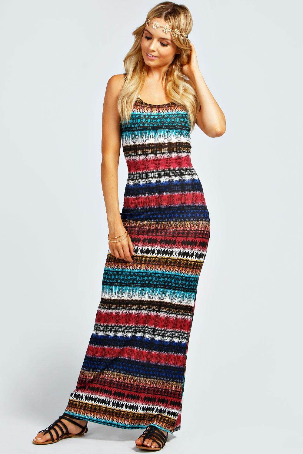 Lucia Knot Back Tribal Maxi Dress - multi