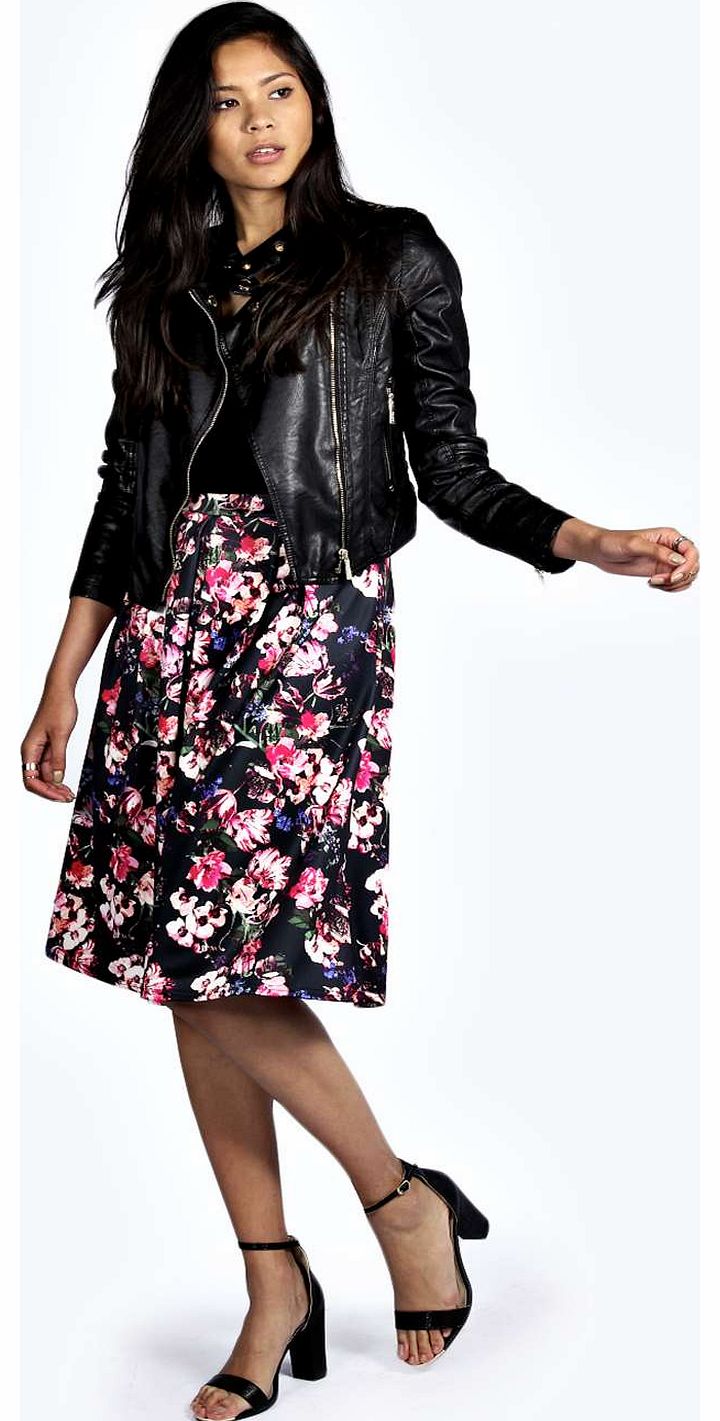 Lyndsay Floral Print Midi Skirt - multi azz19244