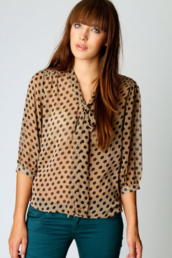 Maisy Spot Chiffon Pussy Bow Blouse Female