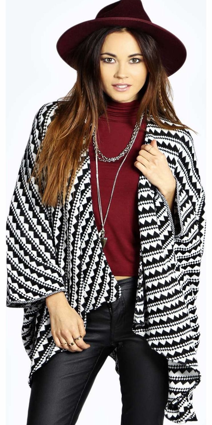 Mandy Zig Zag Cardigan Cape - white azz17347