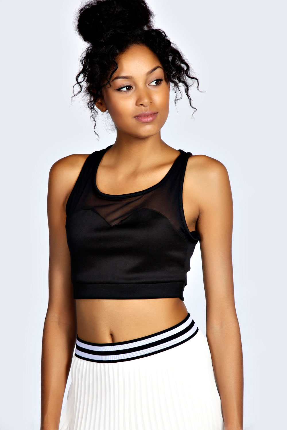 Maria Scuba Mesh Sports Crop Top - black