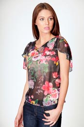 Boohoo Mel Floral Cape Back Blouse