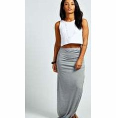 boohoo Micha Ruched Side Jersey Maxi Skirt - grey marl