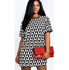 Miley Monochrome Woven Shift Dress - multi