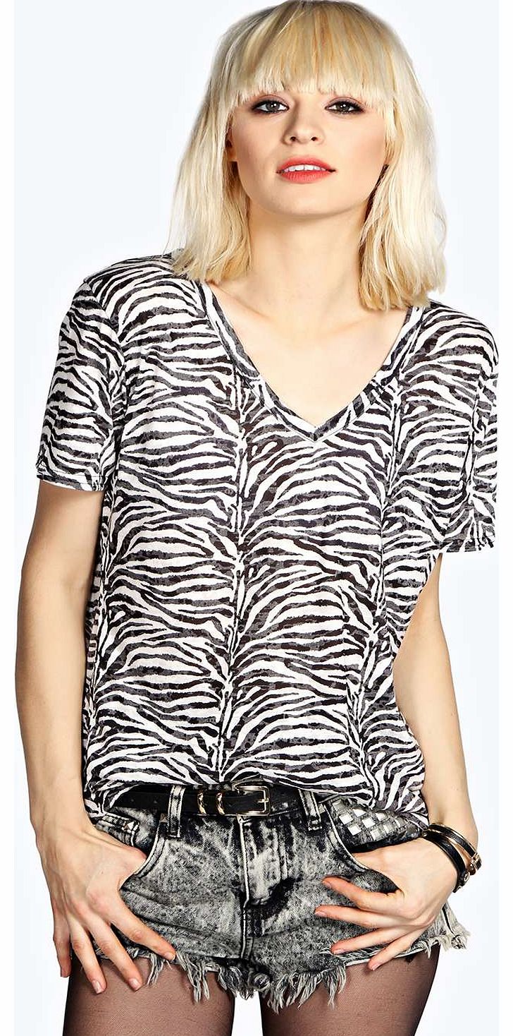 Milly Zebra Print Slub Tee - multi azz15935