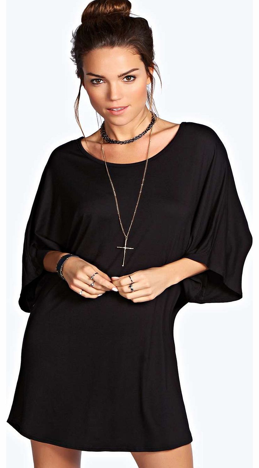 Minnie Oversized Batwing Shift Dress - black