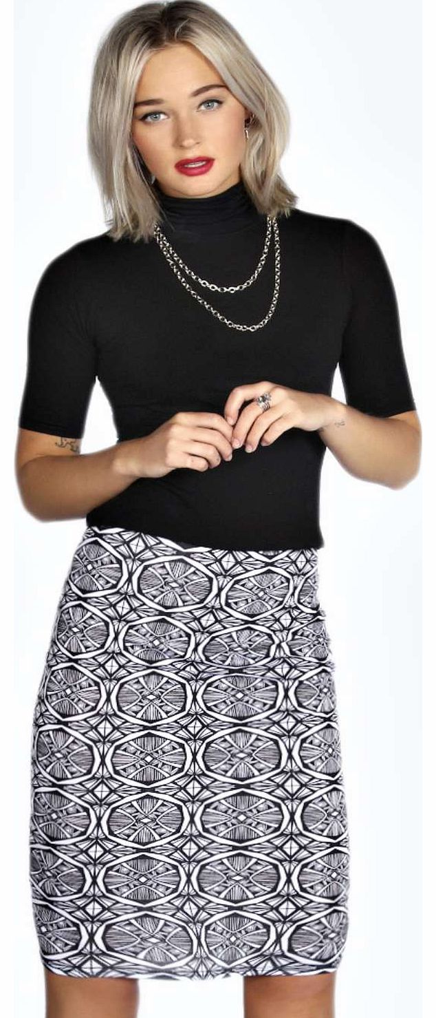 Misha Mono Print Midi Skirt - black azz16877