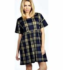 Neve Check Cap Sleeve Smock Dress - multi azz22526