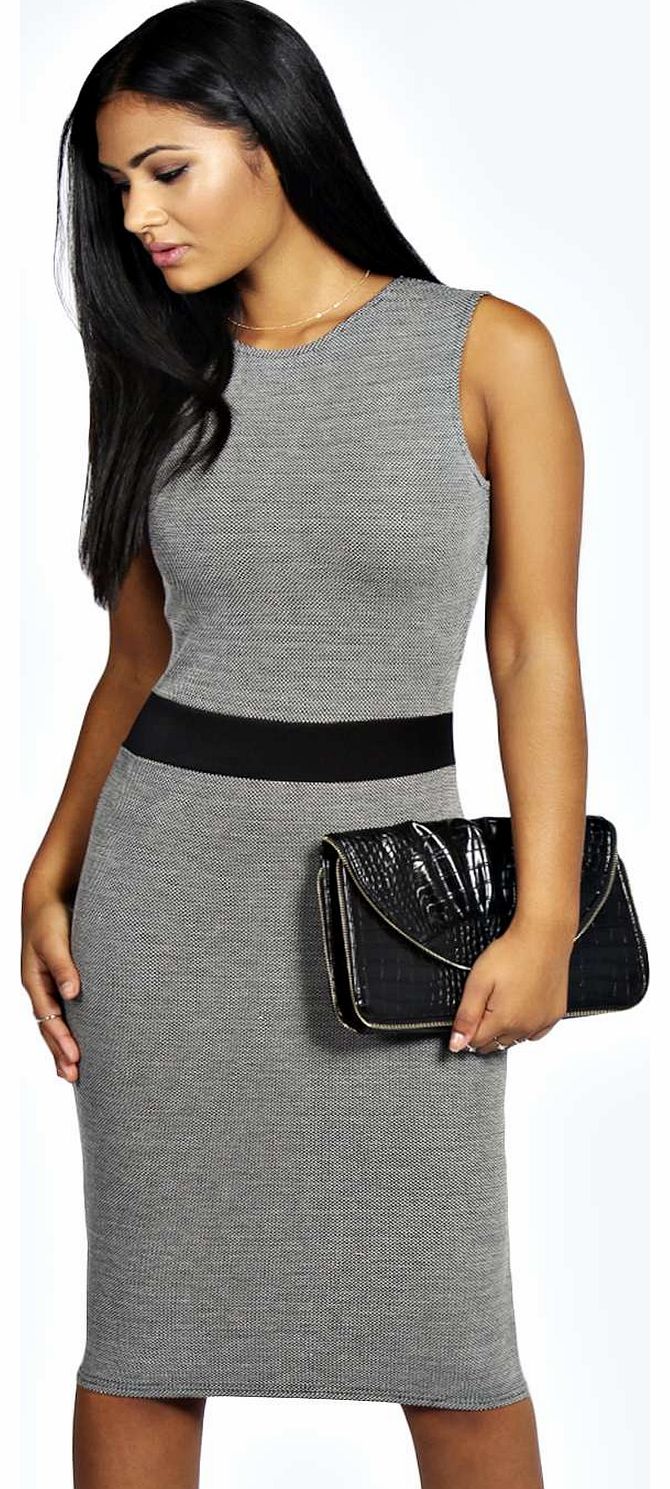 Nicole Jacquared Bodycon Midi Dress - black