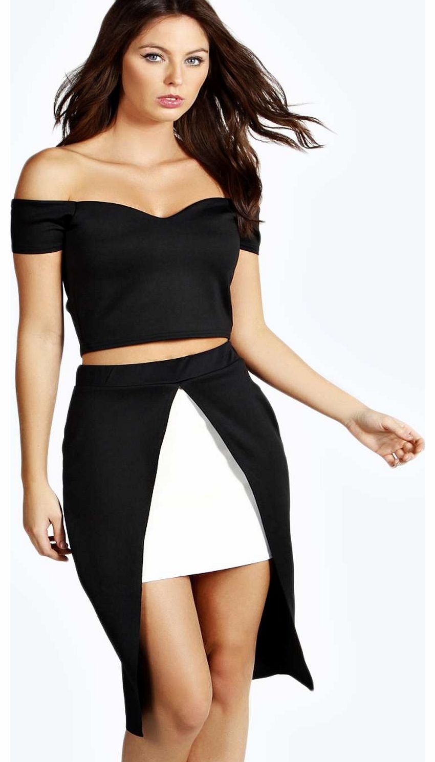 Patsy Slice Front Skirt - black azz13344